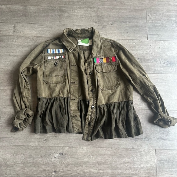 By Anthropologie Jackets & Blazers - by Anthropologie peplum military jacket with patchwork - size small